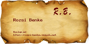 Rozsi Benke névjegykártya